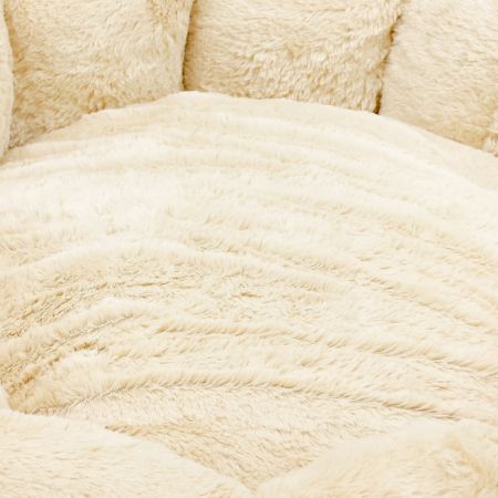 Лежак Pet Choice для собак и кошек, круглый с бортом 50х50х15 см, меховой, кремовый